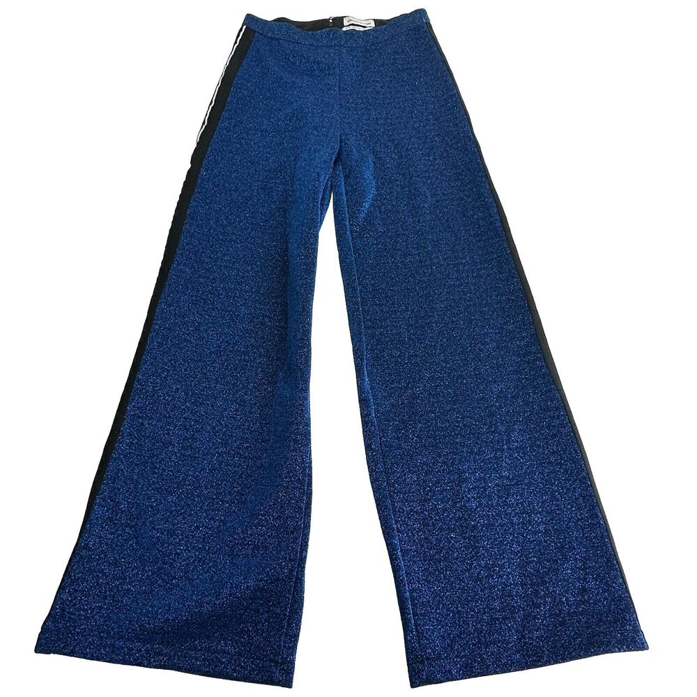 UO Urban Outfitters High-Rise Blue Sparkle Striped Culotte Pants Size XS